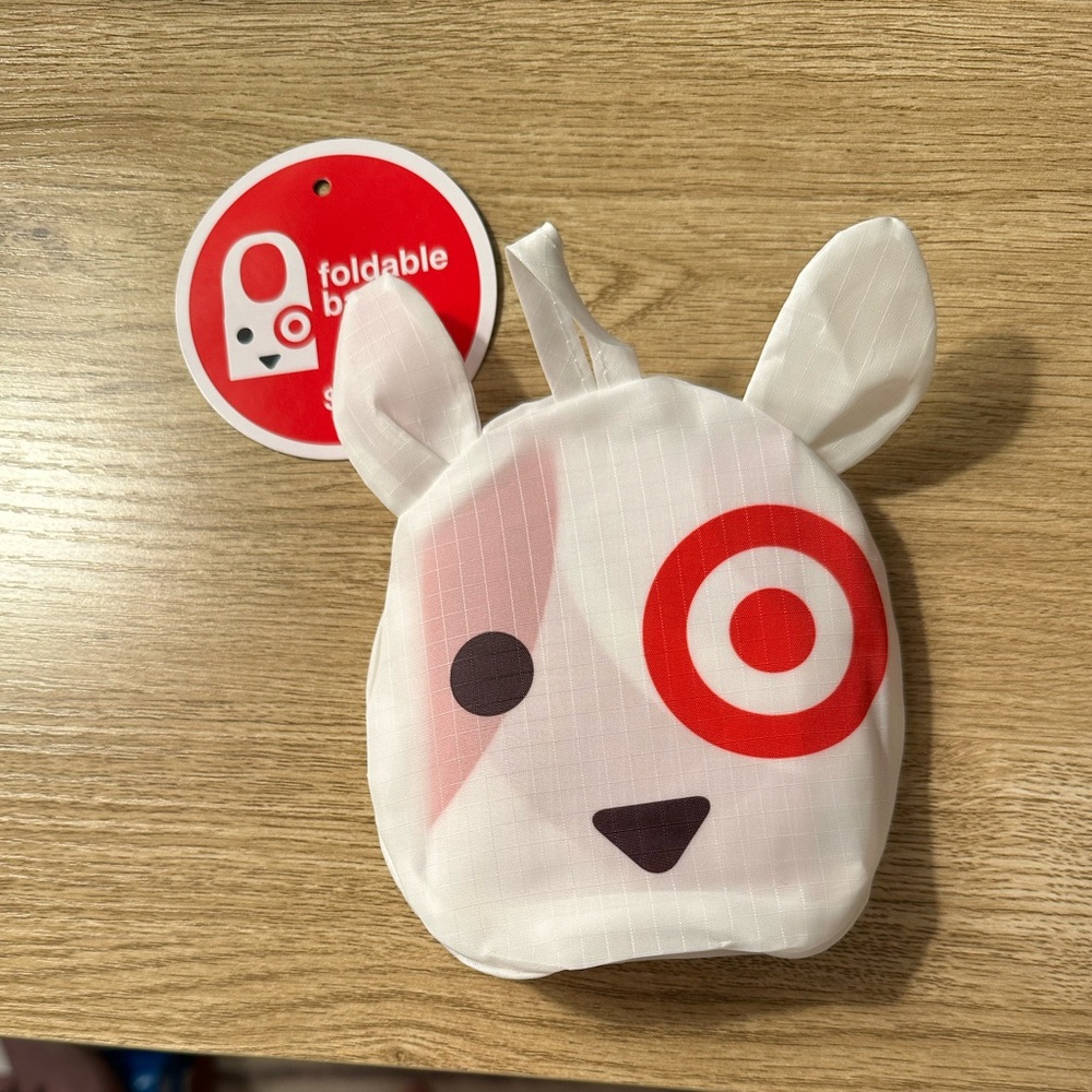 Target Bullseye Dog White Red Reusable Shopping Bag